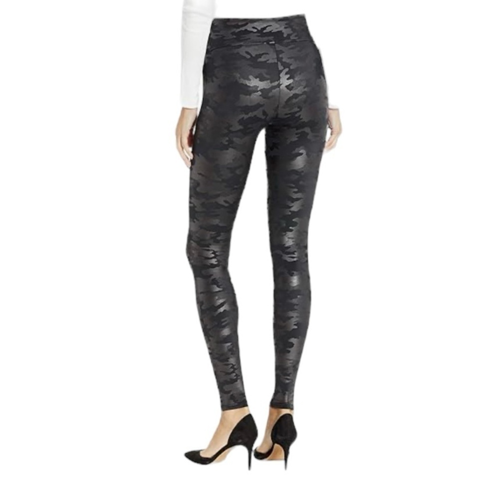 Spanx Faux Leather Camo Leggings Black Size Small 20185R Power Waistband - Picture 4 of 10